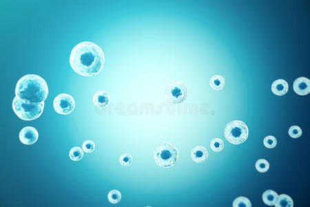 蓝色细胞科学。 三维渲染