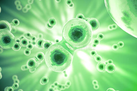 绿色细胞背景. 生命和生物学,医学科学,分子研究dna. 三维渲染照片