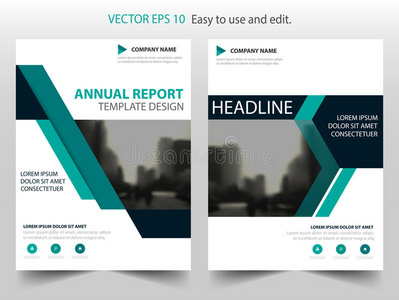 绿色抽象三角形年报小册子设计模板向量。 商业传单信息杂志海报