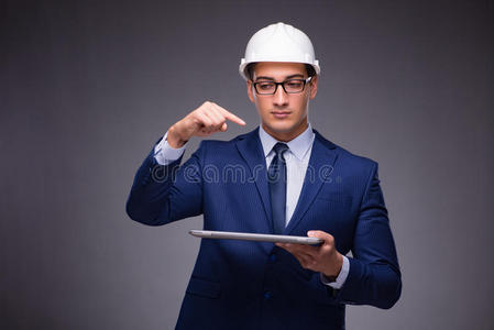 计算机 头盔 经理 工程 帽子 工头 承包商 按钮 商业