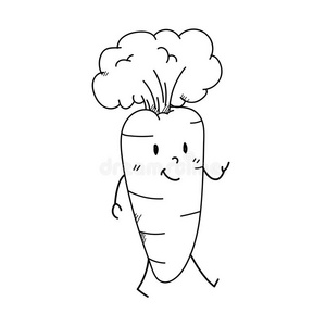 徒手画卡通人物胡萝卜。