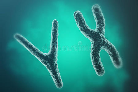 科学背景下的染色体。 生命和生物学，医学科学。 三维渲染