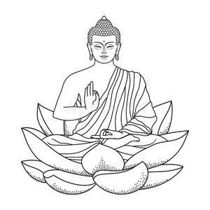 佛陀坐在莲花上照片