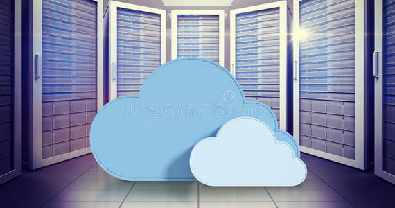 白色背景3D蓝云形状的复合图像