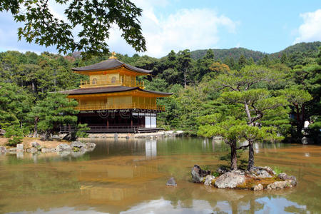 自然 佛教 美丽的 花园 亭阁 遗产 池塘 建筑学 日本