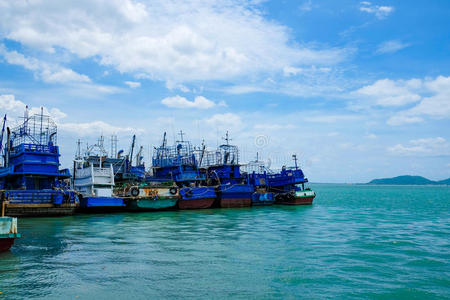 码头 自然 海洋 泰国 抓住 渔民 海岸 渔夫 地平线 蓝天