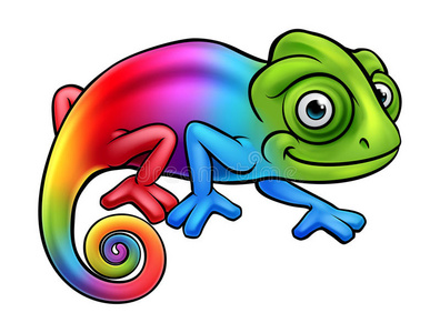 彩虹卡通小孩卡通彩虹变色龙照片