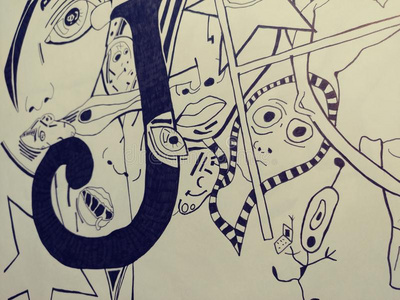 狗光鱼绘画插图,小毛狗心理素描艺术,随机酷的图片照片