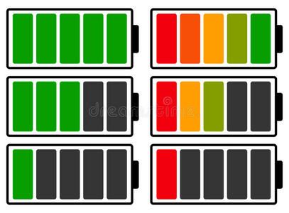 彩色编码电池电平指示器。 电池运行低可充电电池