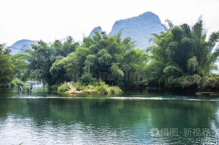 美丽的 旅行 格林 自然 桂林 木筏 美女 竹子 国家 瓷器