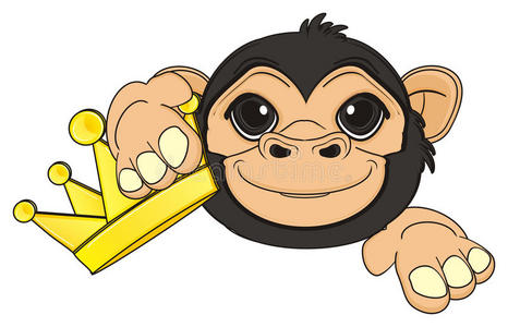 丛林 大猩猩 轮廓 鼻子 卡通 可爱的 性格 持有 黑猩猩
