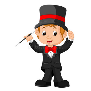 男孩魔术师卡通照片