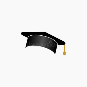 教育，毕业帽帽子图标简单矢量插图