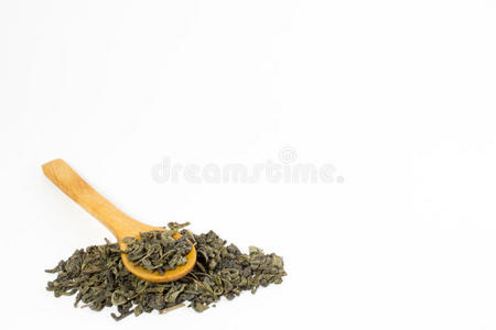 中国绿茶和勺子