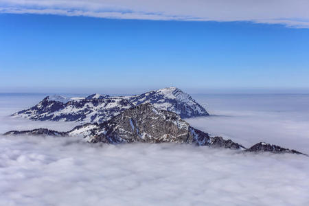 欧洲 瑞士 阿尔卑斯山 里基 冬天 悬崖 自然 冬季 风景