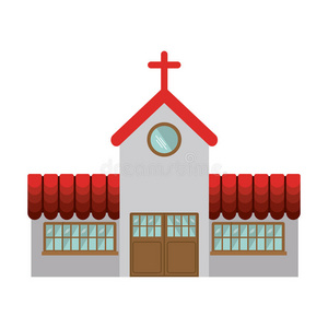彩色立面教堂图标设计
