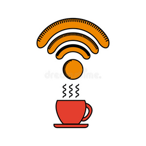 带无线电波的咖啡杯