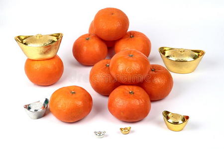 金橙，银锭和金锭。