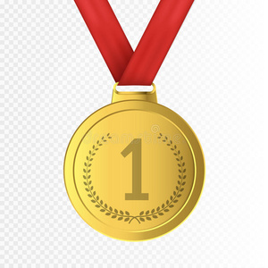 金牌平面矢量图标金牌冠军.金黄第一地方徽章在体育比赛.