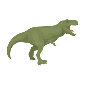 恐龙暴龙图标在卡通风格隔离在白色背景上。 恐龙和史前符号股票矢量