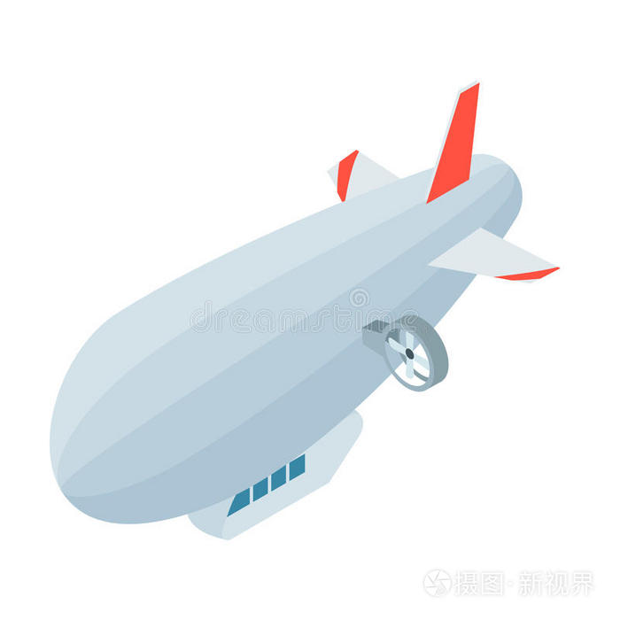 飞艇图标在卡通风格孤立的白色背景。 运输符号股票矢量插图。