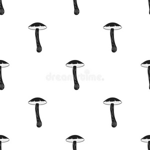 棕色帽孔图标在黑色风格隔离在白色背景。 蘑菇图案股票矢量插图。