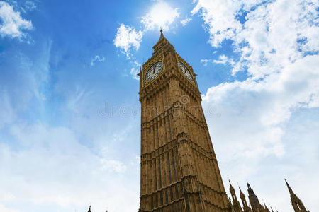 英国泰晤士河的大本钟伦敦钟楼