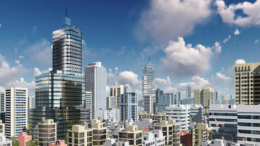 抽象的城市摩天大楼和多云的天空