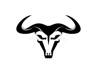 图标水牛牛头线形图标牛头图标白色半色调牛头图标牛头圆形平面图标