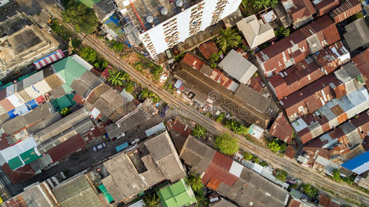 曼谷铁路的鸟瞰图