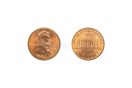 美国硬币的正面和背面1美分。