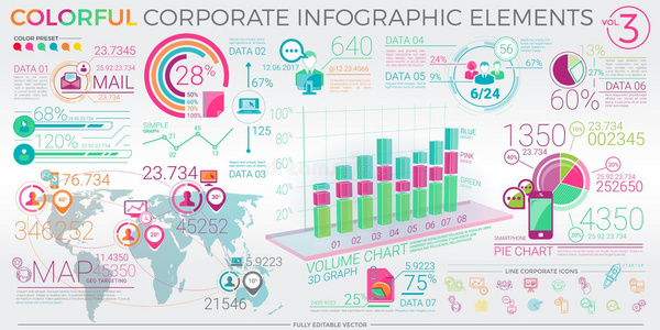 丰富多彩的公司信息图表元素