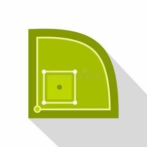 绿色棒球场图标，扁平风格