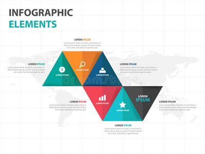 抽象三角形业务信息图形元素，演示模板平面设计矢量插图用于网页设计营销