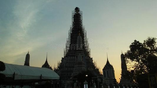 黎明 建设 重建 日出 整修 泰国 寺庙 日落 棘轮 穿过