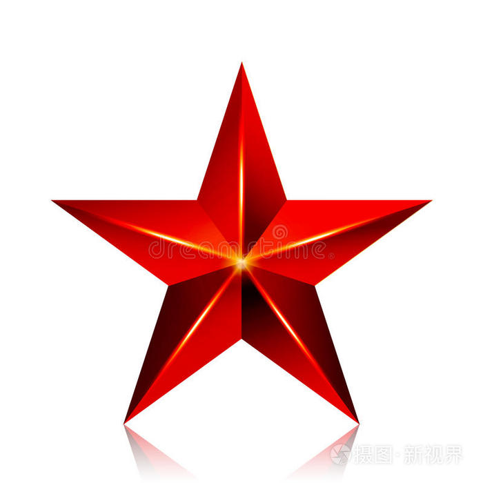 成就向量星。红色标志。装饰符号。在白色背景上独立的3d发光图标。
