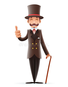 绅士维多利亚商业卡通人物图标英语3D孤立背景复古英国设计