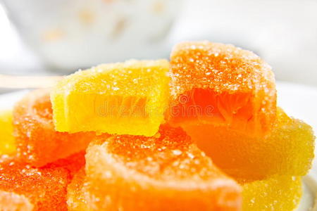 柑橘 明胶 乐趣 饮食 夏天 柠檬 美味的 甜食 甜点 健康