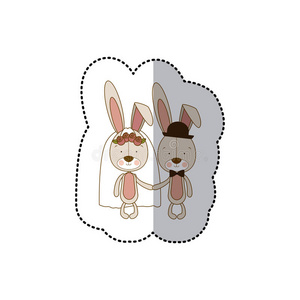 女孩 假日 偶像 动物 野兔 夫妇 可爱的 结婚 剪贴画