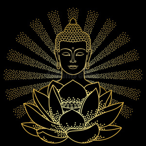 金佛莲花与光束照片