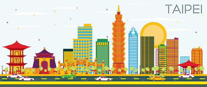 台湾101大楼插画-台湾101大楼手绘-台湾101大楼卡通图-摄图新视界