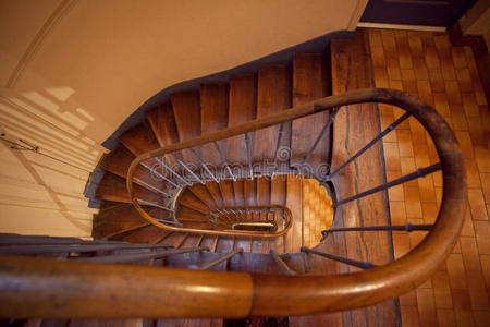 螺旋木制楼梯的平面图