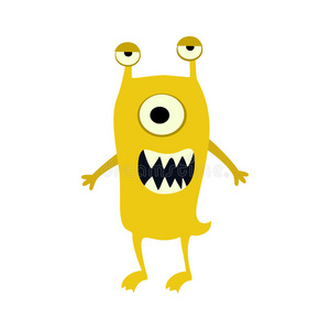 卡通平面怪物大图标. 五颜六色的孩子玩具可爱的怪物. 矢量照片