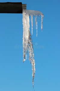 春天 冻结 冰柱 自然 解冻 熔化 晶体 天气 季节 天沟