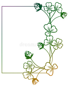 梯度彩色框架与三叶草轮廓。 光栅剪辑艺术。