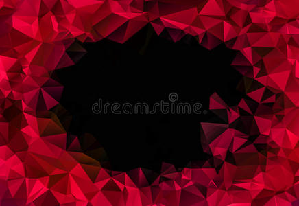 深爱红色三角形波里贡混沌图案墙背景。 三维渲染插图