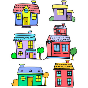 涂鸦的房子五颜六色的集合