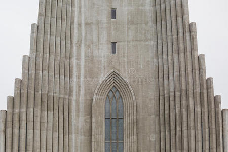 冰岛雷克雅未克的Hallgrimskirkja大教堂的特写