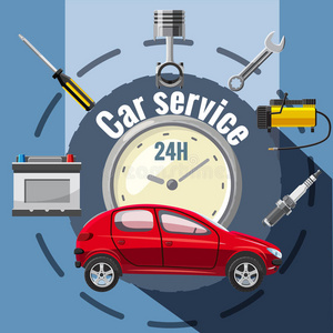 汽车维修工具标志概念,卡通风格照片