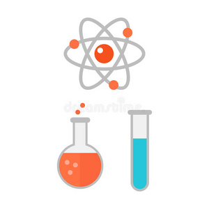 原子图标矢量化学罐插图。